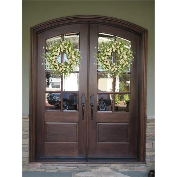 24 Inches Artificial Daisy Flower Wreath with Eucalyptus Leave Silk - Picture 7 of 8